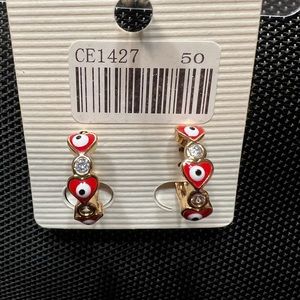 Heart Evil Eye Hoop Earrings